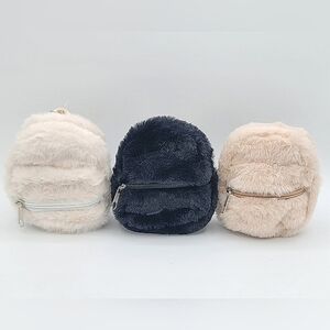 Mini Faux Fur Backpacks Bag Charms Set of 3 NEW #942